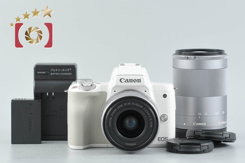 中古】Canon キヤノン EOS Kiss M ダブルズームキット ホワイト – Five