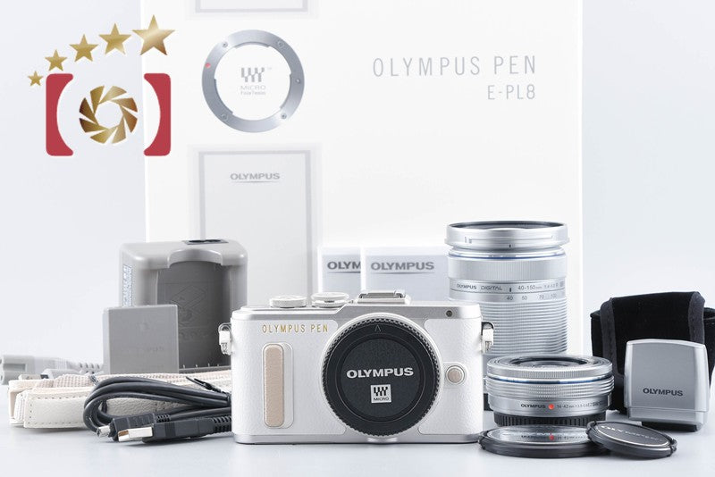中古】OLYMPUS オリンパス PEN E-PL8 EZ ダブルズームキット ホワイト