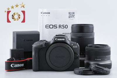 【中古】Canon キヤノン EOS R50 ダブルズームキット ブラック シャッター回数僅少