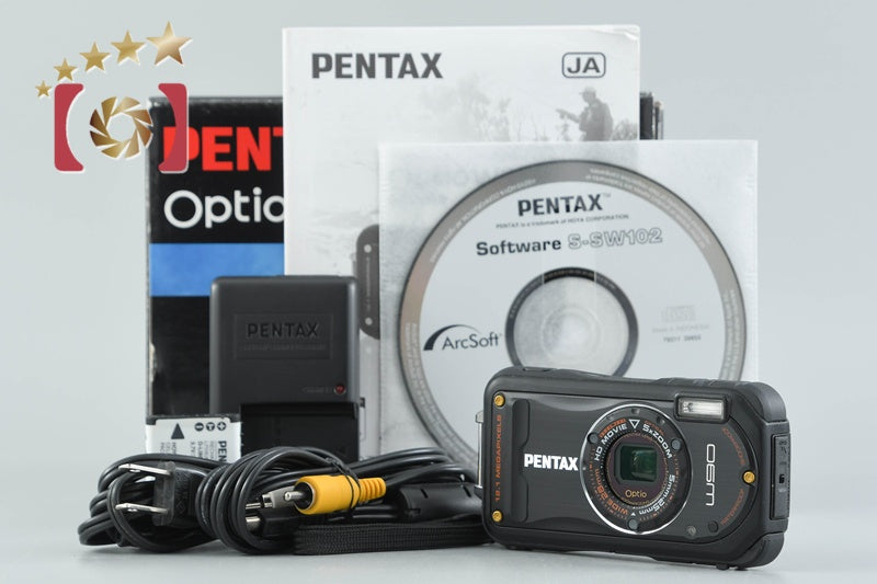 【中古】PENTAX ペンタックス Optio W90 ブラック 防水デジタルカメラ 元箱付き