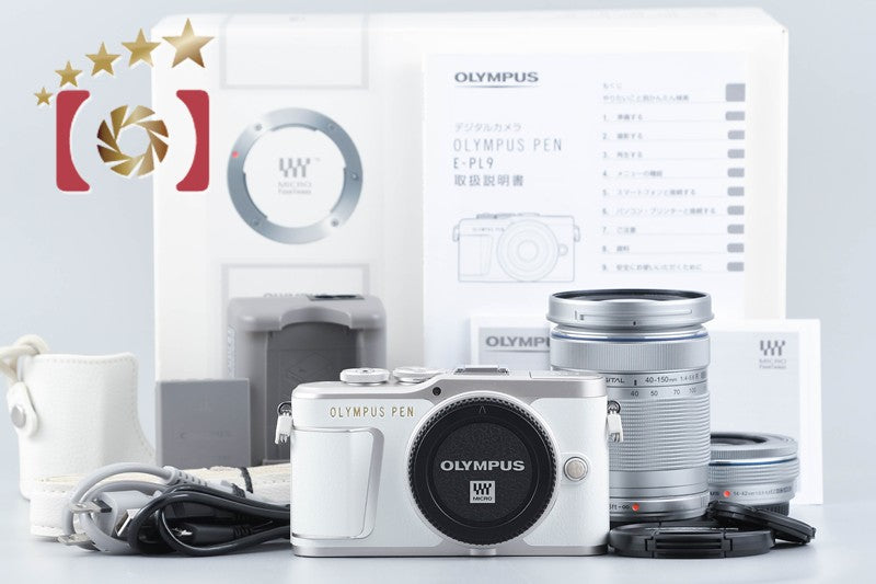 【中古】OLYMPUS オリンパス PEN E-PL9 ホワイト EZ ダブルズームキット シャッター回数僅少 元箱付き