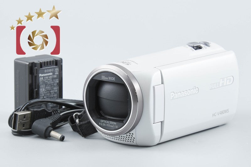 【中古】Panasonic パナソニック HC-V480MS ホワイト デジタルハイビジョンビデオカメラ
