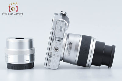 【中古】Nikon ニコン 1 J5 シルバー ダブルズームレンズキット シャッター回数僅少