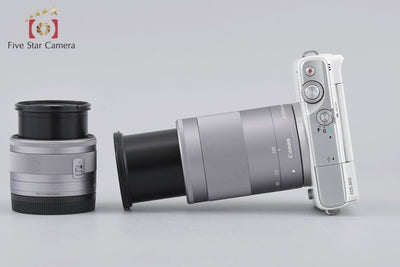 Used Canon EOS M10 Double Zoom Lens Kit White with Original Box