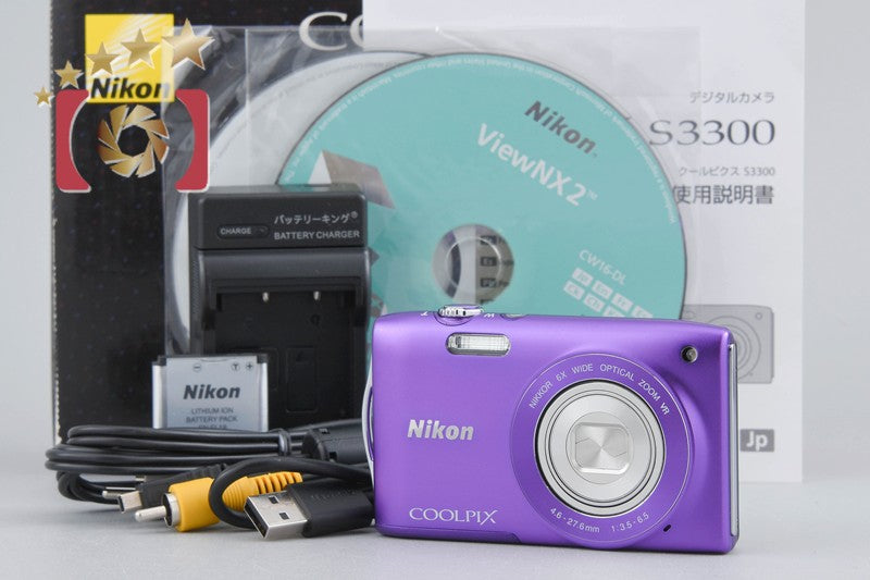 [Used] Nikon Coolpix S3300 Lavender Purple Compact Digital Camera with Original Box