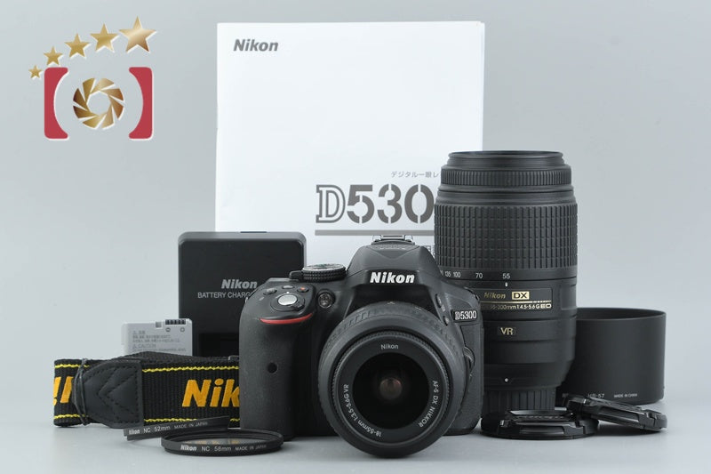 【中古】Nikon ニコン D5300 ブラック + AF-S DX NIKKOR 18-55mm f/3.5-5.6 G VR + AF-S DX NIKKOR 55-300mm f/4.5-5.6 G ED VR