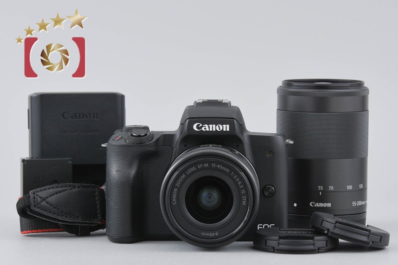 【中古】Canon キヤノン EOS Kiss M ダブルズームキット ブラック