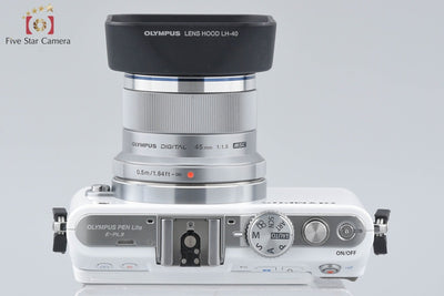 [Used] OLYMPUS PEN Lite E-PL3 White + M.ZUIKO DIGITAL 45mm f/1.8 Low Shutter Count