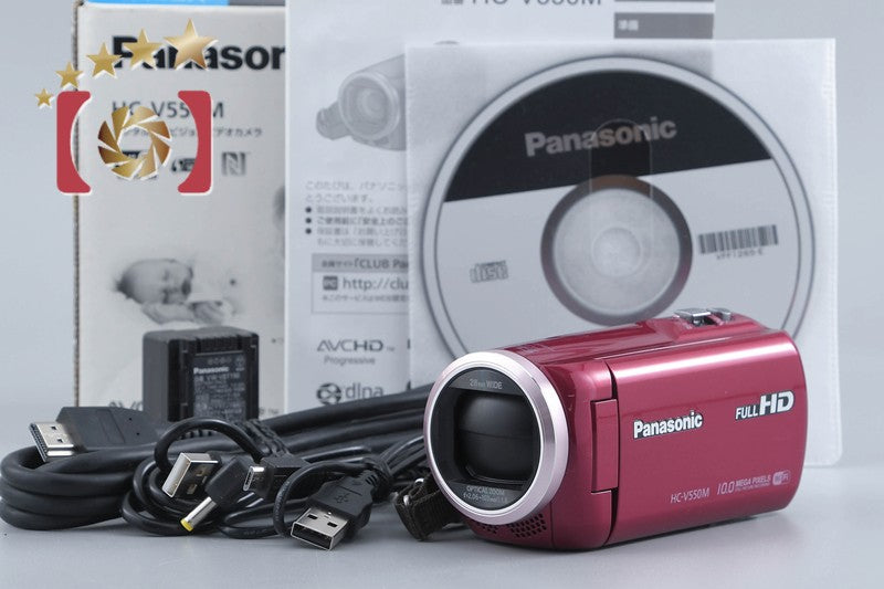 【中古】Panasonic パナソニック HC-V550M レッド デジタルハイビジョンビデオカメラ 元箱付き