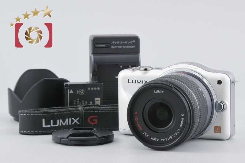 [Used] Panasonic LUMIX DMC-GF3 Shell White + G VARIO 14-42mm f/3.5-5.6 ASPH. MEGA O.I.S. H-FS014042 (Low Shutter Count)