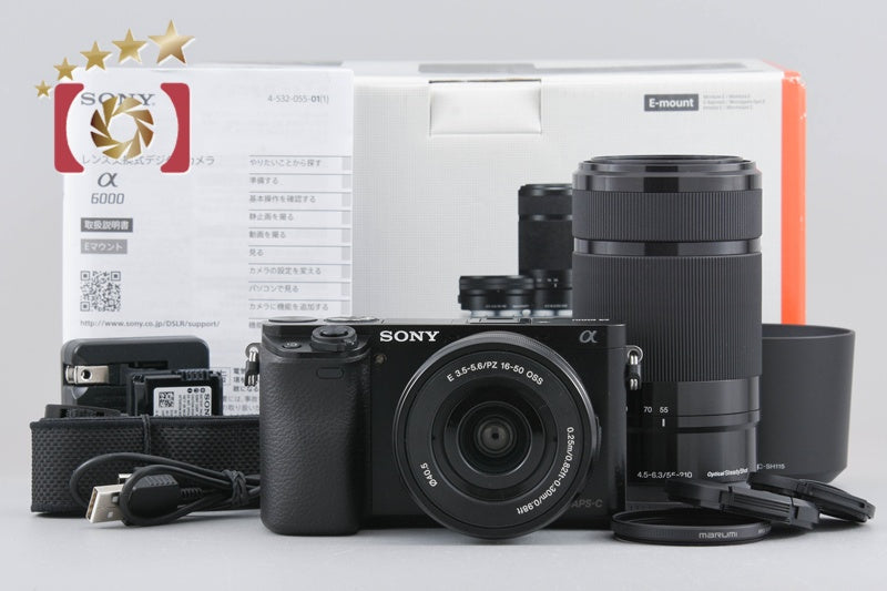 [Used] SONY Sony α6000 ILCE-6000 Double Zoom Lens Kit Black, Low Shutter Count, With Original Box