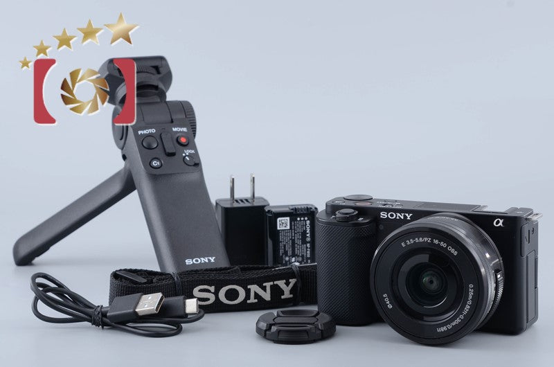 [Used] Sony α VLOGCAM ZV-E10 Power Zoom Lens Kit Black + GP-VPT2BT Shooting Grip, Low Shutter Count