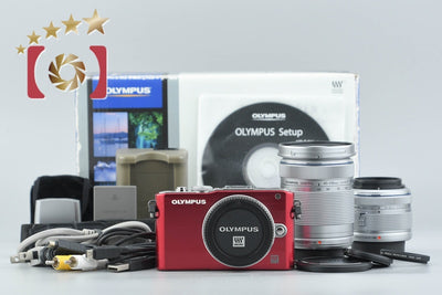 [Used] OLYMPUS PEN Lite E-PL3 Double Zoom Lens Kit Red, Low Shutter Count, With Original Box