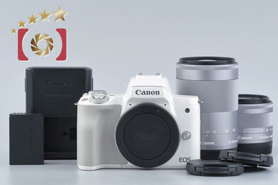 [Used] Canon EOS Kiss M Double Zoom Kit White