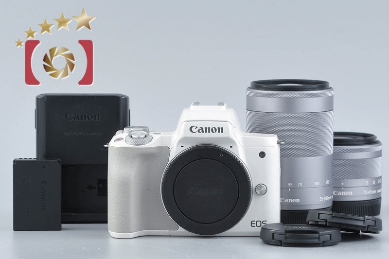 [Used] Canon EOS Kiss M Double Zoom Kit White