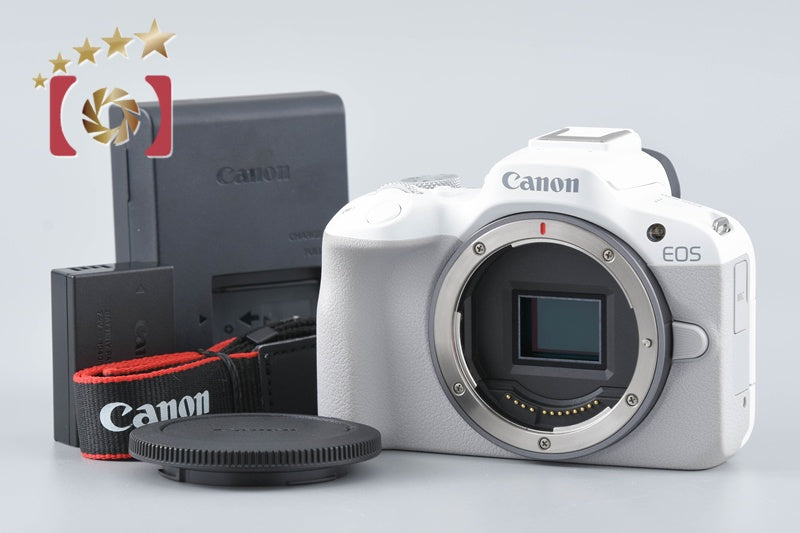 【中古】Canon キヤノン EOS R50 ホワイト ミラーレス一眼カメラ シャッター回数僅少