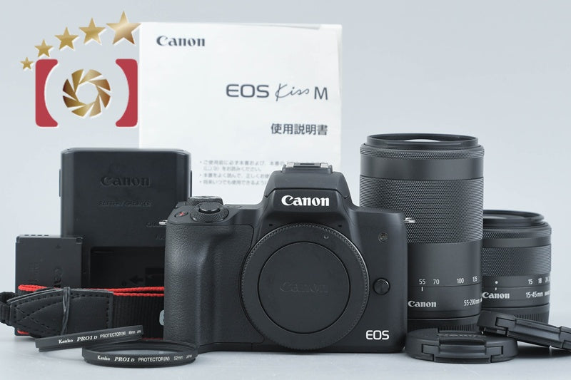 【中古】Canon キヤノン EOS Kiss M ダブルズームキット ブラック
