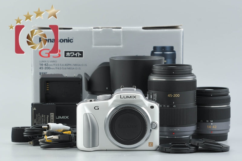 【中古】Panasonic パナソニック DMC-G3 ダブルズームレンズキット ホワイト シャッター回数僅少 元箱付き