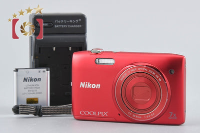 [Used] Nikon COOLPIX S3500 Raspberry Red Compact Digital Camera