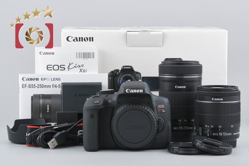 [Used] Canon EOS Kiss X8i Double Zoom Kit - Low Shutter Count, Original Box Included