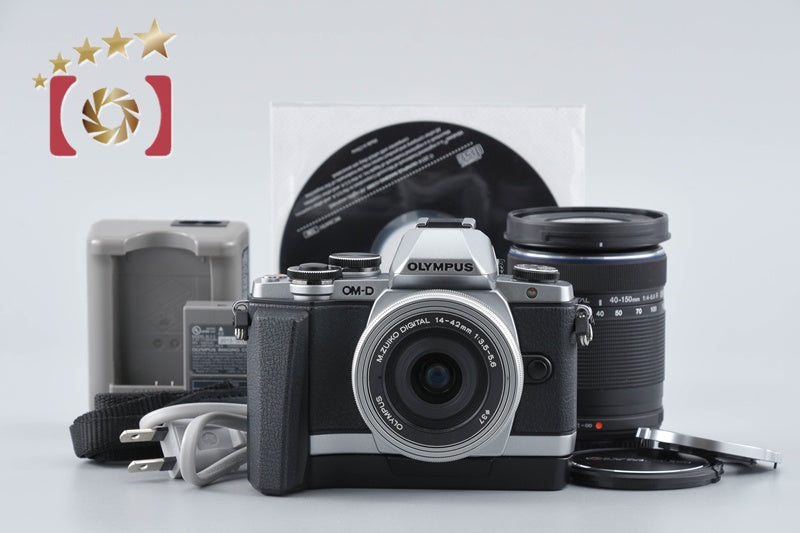 【中古】OLYMPUS オリンパス OM-D E-M10 シルバー EZ ダブルズームレンズキット シャッター回数僅少