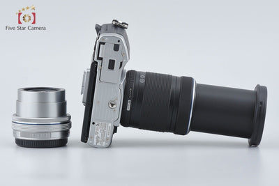 【中古】OLYMPUS オリンパス OM-D E-M10 シルバー EZ ダブルズームレンズキット シャッター回数僅少