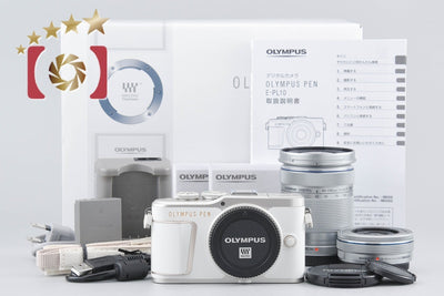 【中古】OLYMPUS オリンパス PEN E-PL10 EZ ダブルズームキット ホワイト シャッター回数僅少 元箱付き