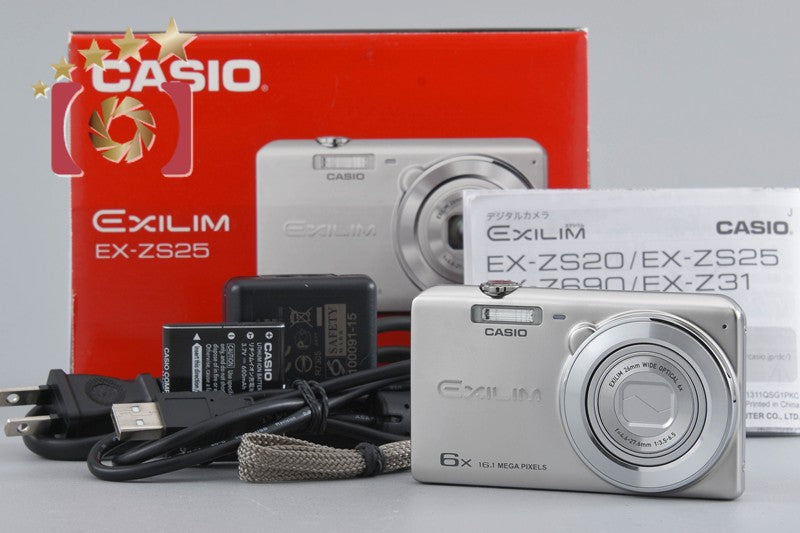 [Used] Casio EXILIM EX-ZS25 Silver Compact Digital Camera with Original Box