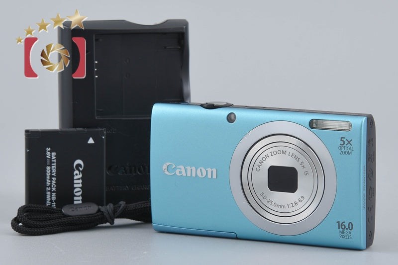 【中古】Canon キヤノン PowerShot A2400 IS ブルー コンパクトデジタルカメラ
