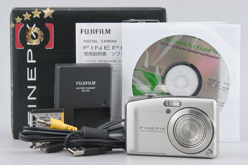 [Used] FUJIFILM FinePix F60fd Silver Compact Digital Camera with Original Box