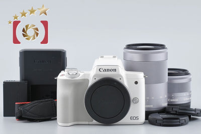 [Used] Canon EOS Kiss M Double Zoom Kit White - Very Low Shutter Count