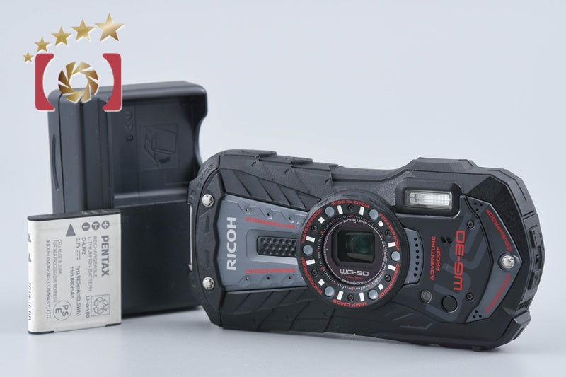 【中古】RICOH リコー PENTAX ペンタックス WG-30 ブラック 防水アクションカメラ シャッター回数僅少