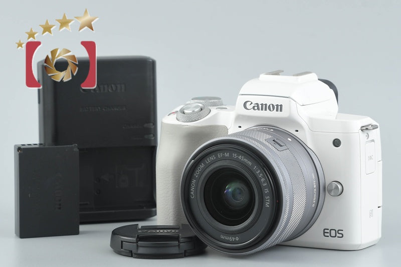 【中古】Canon キヤノン EOS Kiss M EF-M 15-45 IS STM レンズキット ホワイト