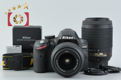 【中古】Nikon ニコン D3200 ダブルズームキット ブラック シャッター回数僅少