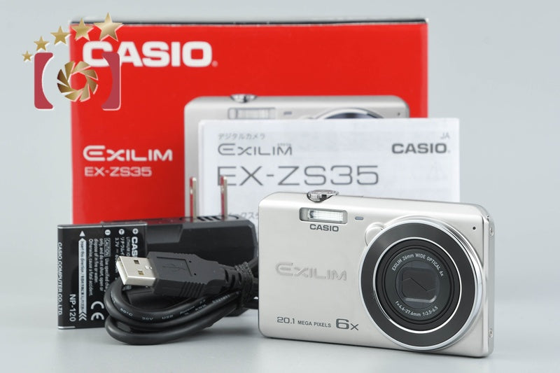 【Used】CASIO EXILIM EX-ZS35 Silver Compact Digital Camera with Original Box