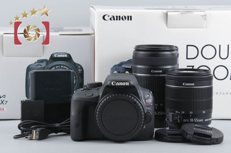 [Used] Canon EOS Kiss X7 Double Zoom Kit Black with Original Box