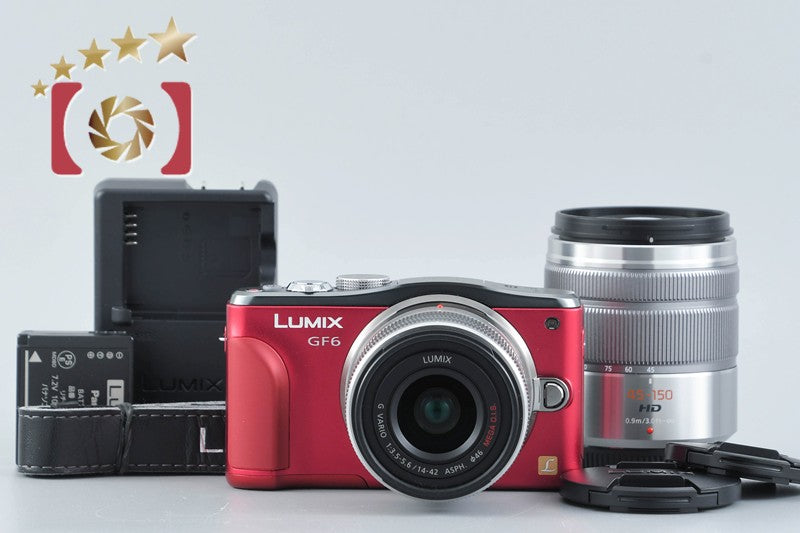 [Used] Panasonic LUMIX DMC-GF6 Double Zoom Lens Kit Red, Low Shutter Count