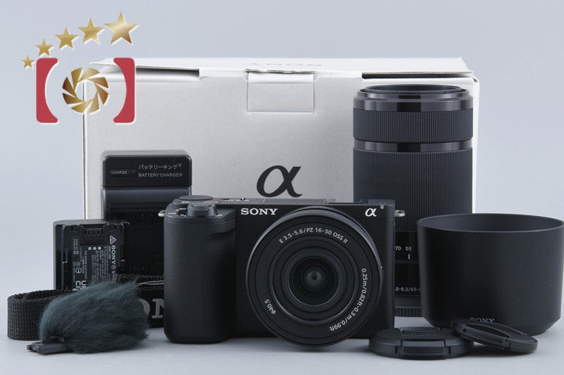 【中古】SONY ソニー α VLOGCAM ZV-E10 II ダブルズームレンズキット ブラック 元箱付き