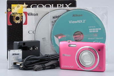[Used] Nikon COOLPIX S3500 Strawberry Pink Compact Digital Camera with Original Box