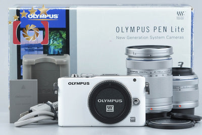 【中古】OLYMPUS オリンパス PEN Lite E-PL3 ダブルズームレンズキット ホワイト シャッター回数僅少 元箱付き