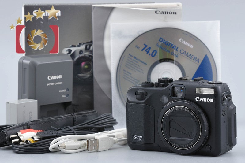 [Used] Canon PowerShot G12 Black Compact Digital Camera with Original Box