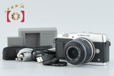 【中古】OLYMPUS オリンパス PEN E-P5 シルバー + M.ZUIKO DIGITAL 14-42mm f/3.5-5.6 II ブラック