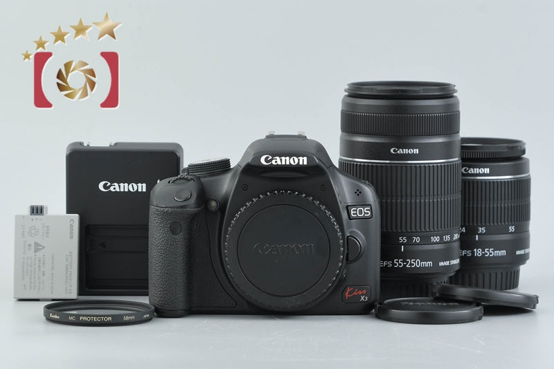 [Used] Canon EOS Kiss X3 + EF-S 18-55mm f/3.5-5.6 IS II + EF-S 55-250mm f/4-5.6 IS II