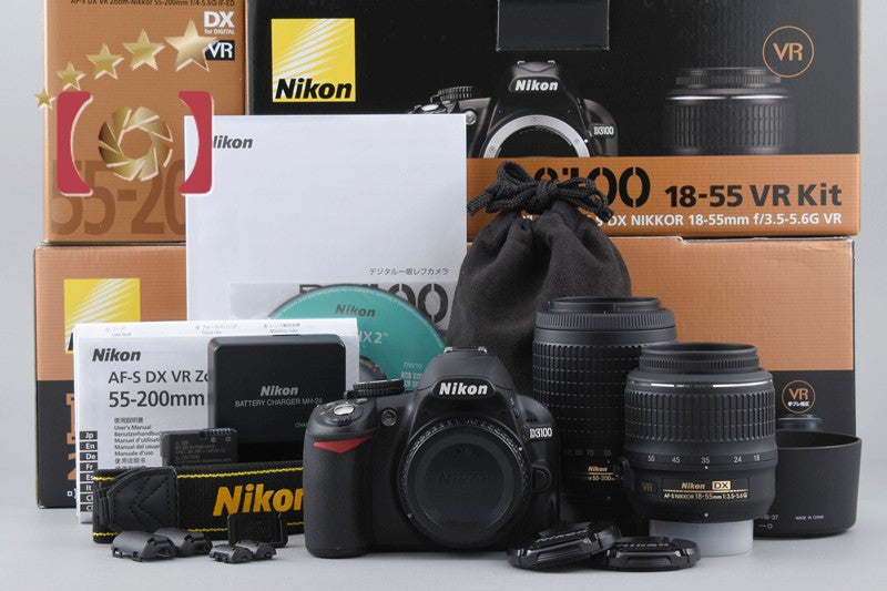 [Used] Nikon D3100 200mm Double Zoom Kit Black, Low Shutter Count, With Original Box
