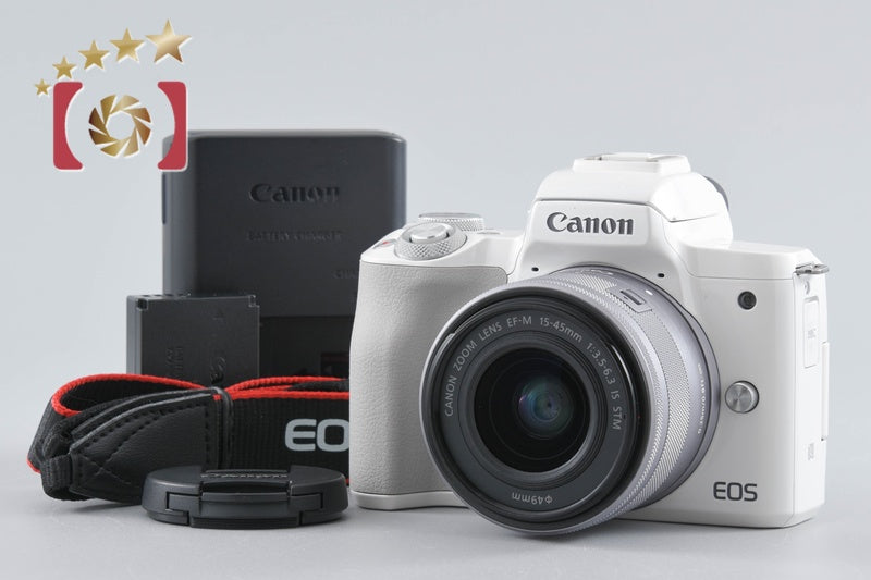 [Used] Canon EOS Kiss M EF-M 15-45 IS STM Lens Kit White
