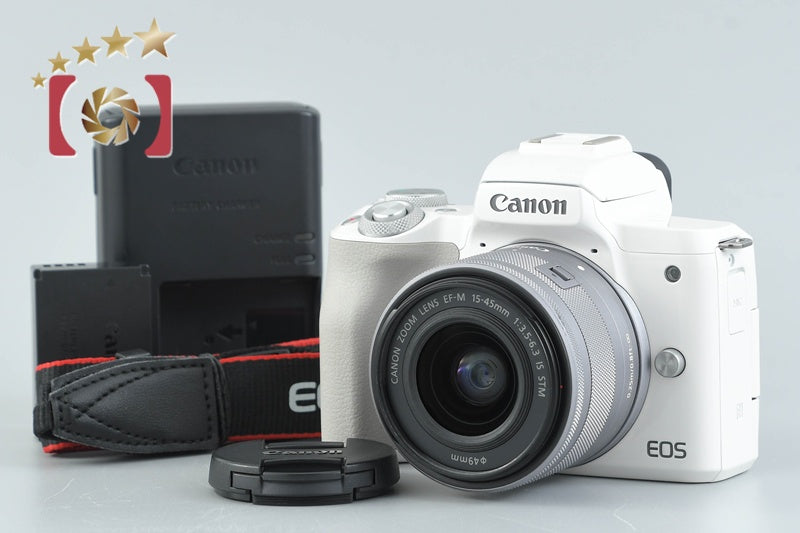 [Used] Canon EOS Kiss M EF-M 15-45 IS STM Lens Kit White, Low Shutter Count