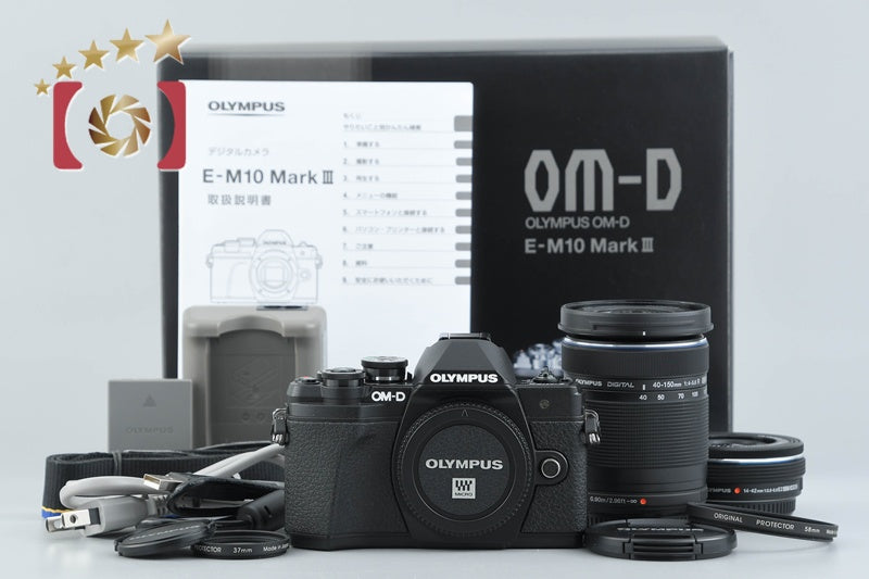【Used】OLYMPUS OM-D E-M10 Mark III EZ Double Zoom Kit Black - Low Shutter Count, With Original Box
