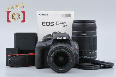 【中古】Canon キヤノン EOS Kiss X7 ダブルズームキット ブラック シャッター回数僅少