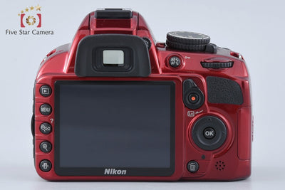 Used: Nikon D3100 18-55 VR Lens Kit Red, Low Shutter Count, With Original Box