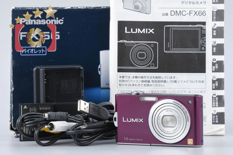 [Used] Panasonic LUMIX DMC-FX66 Violet Compact Digital Camera with Original Box